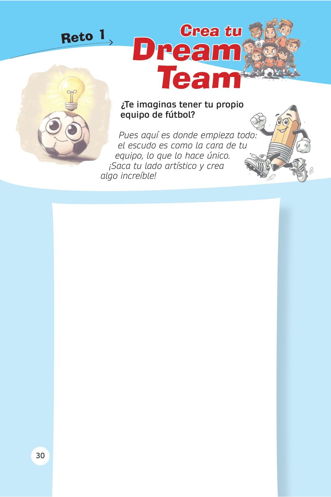 Crea su Dream Team: nombre, escudo y equipación — sample page from Despierta el poder de tu juego