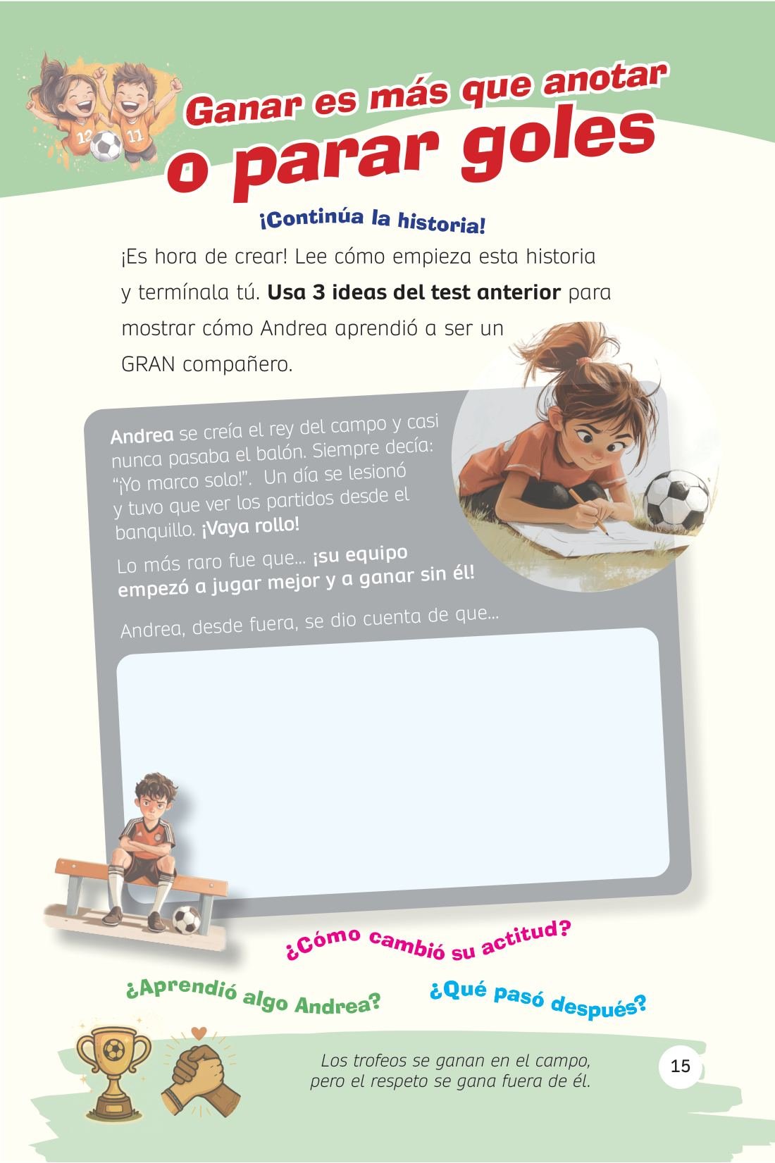 Historias a medio escribir que termina quien lee — sample page from Despierta el poder de tu juego