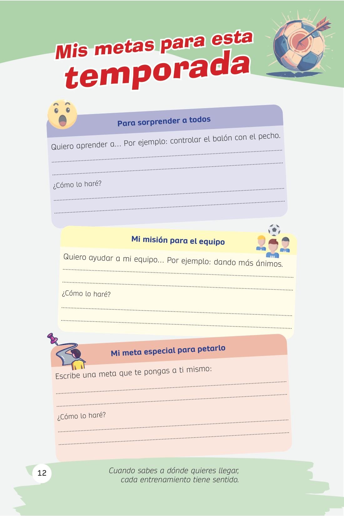 Sus metas para la temporada: qué quiere aprender y cómo — sample page from Despierta el poder de tu juego