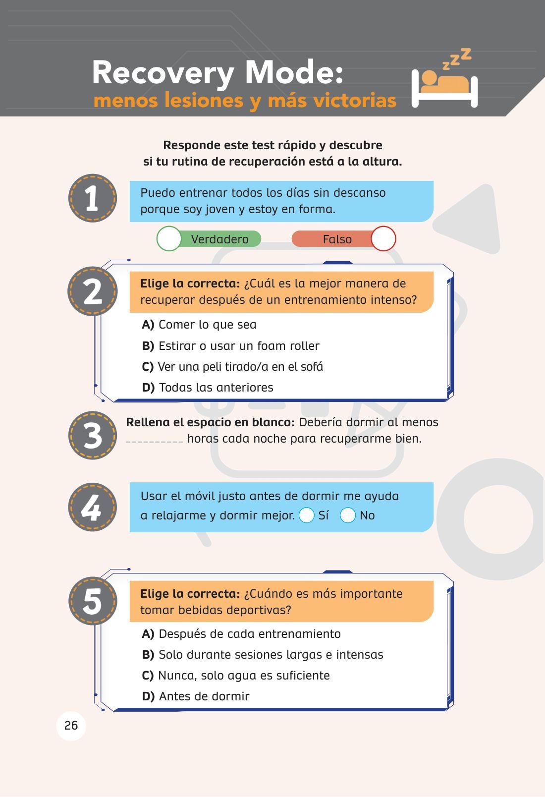 Recovery mode: el test que dice si descansa de verdad — sample page from Domina tu juego
