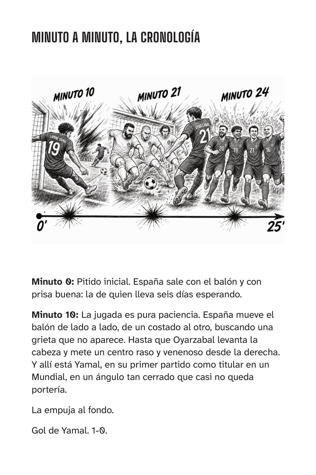 Minuto a minuto: el partido contado como se vivió — sample page from España: mentalidad de campeones