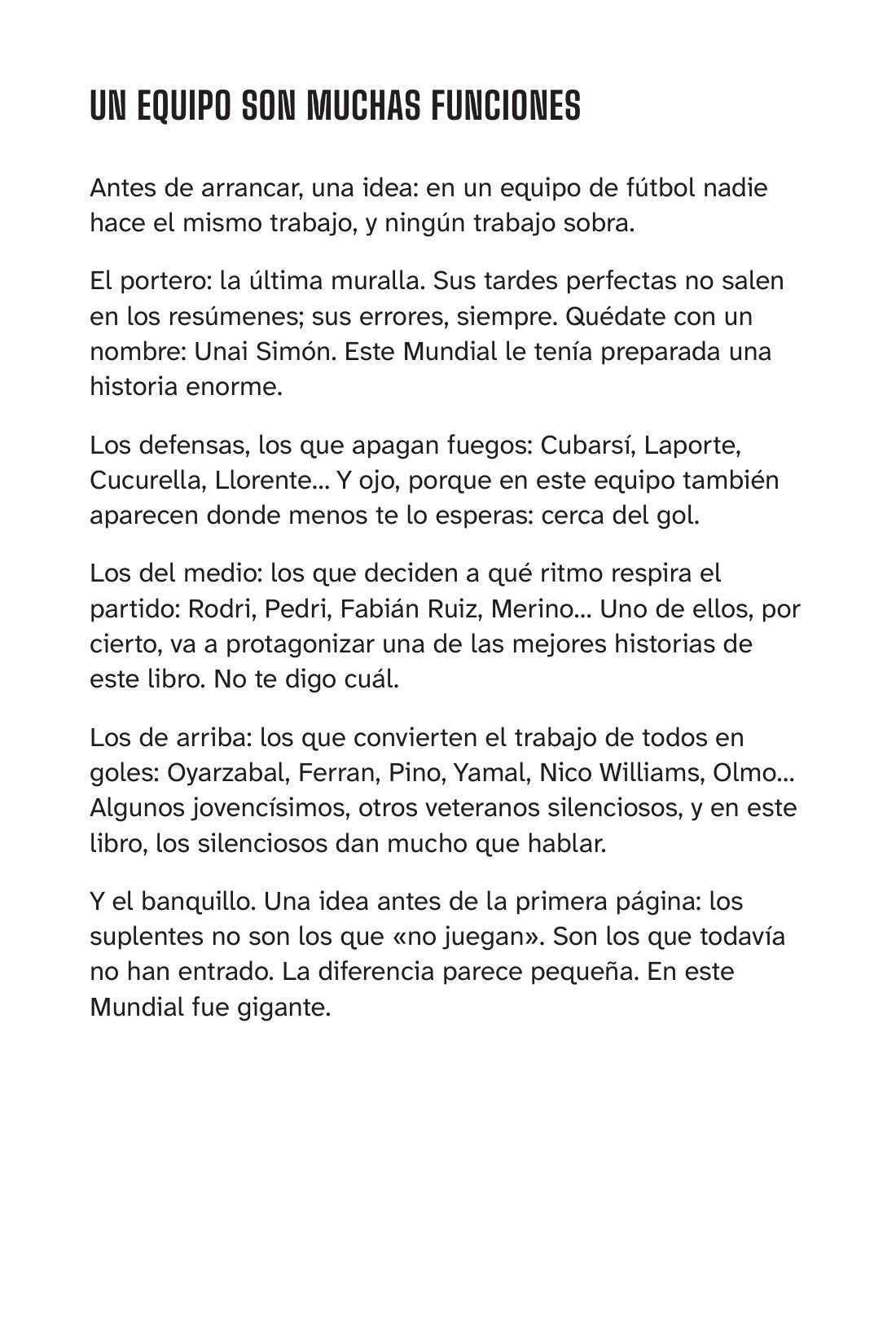 Un equipo son muchas funciones: quién hace qué, y por qué ninguna sobra — sample page from España: mentalidad de campeones