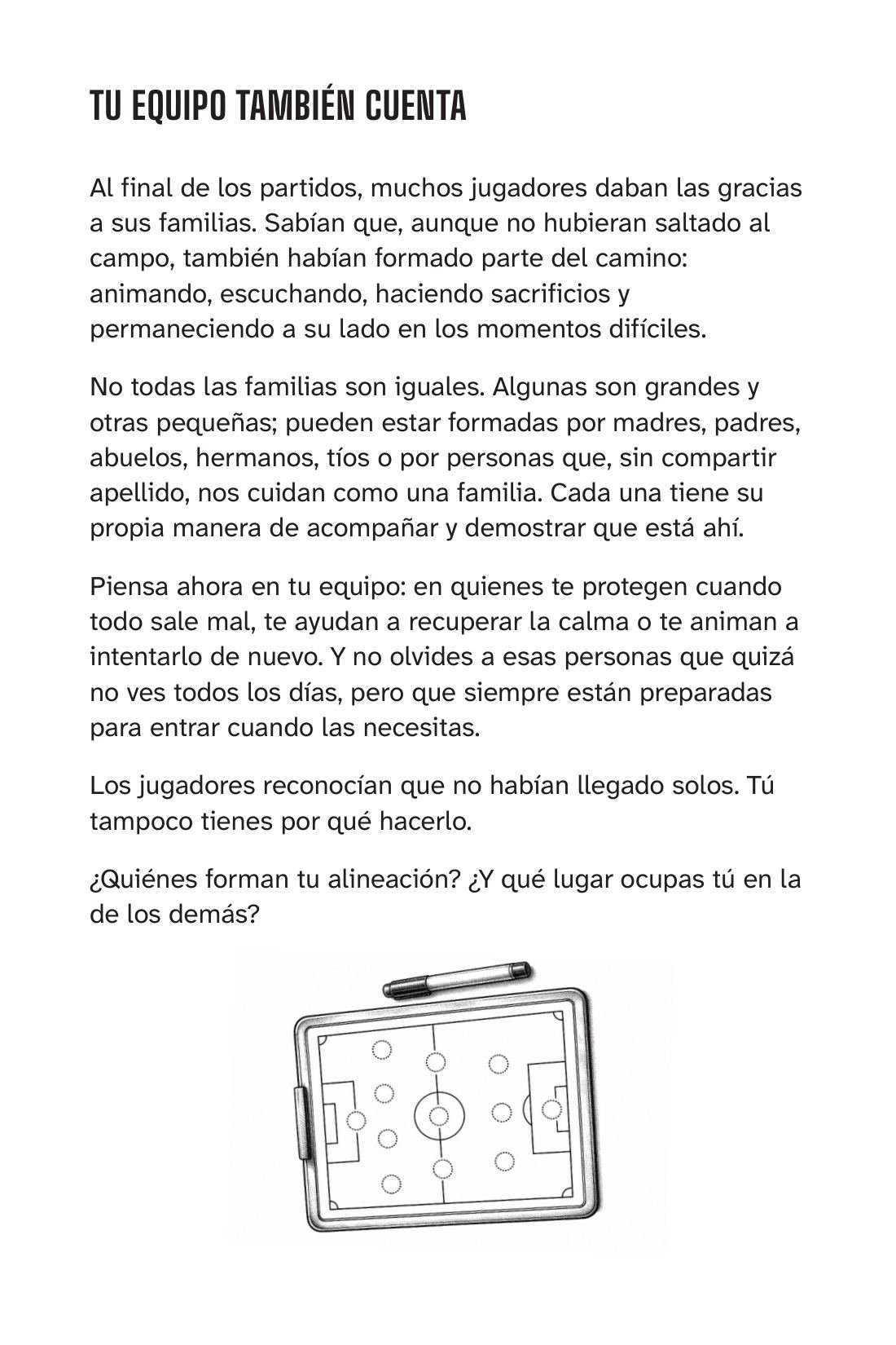 Y al final, quien lee crea su propia selección — sample page from España: mentalidad de campeones